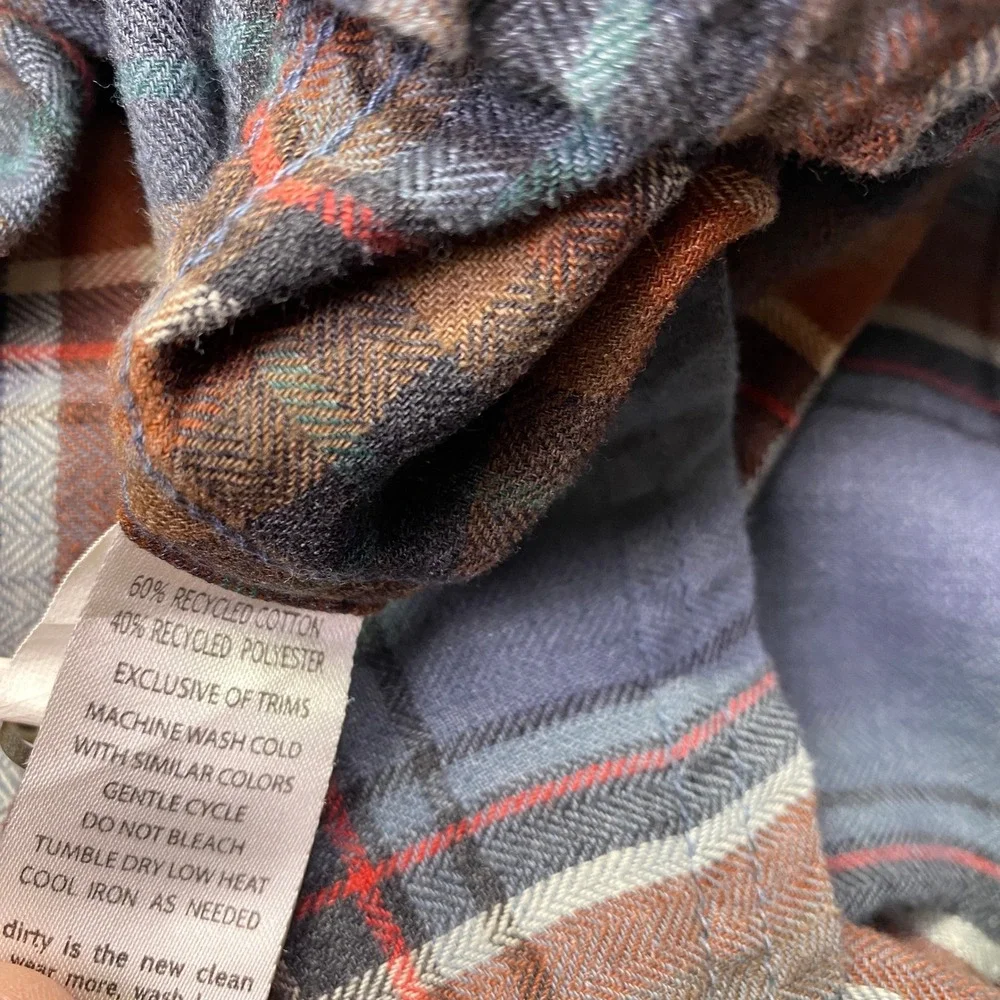 Toad&Co Mens Airsmyth LS‎ Shirt Blue Orange Plaid Flannel T2241915 Sz M Outdoor